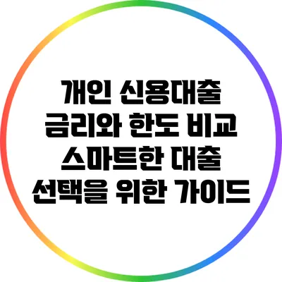 개인 신용대출 금리와 한도 비교: 스마트한 대출 선택을 위한 가이드