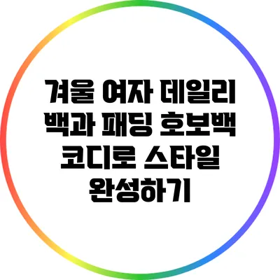 겨울 여자 데일리 백과 패딩 호보백 코디로 스타일 완성하기