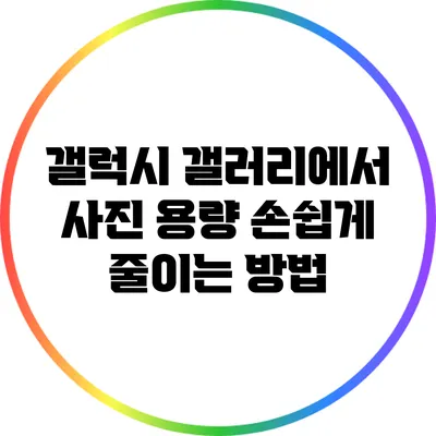 갤럭시 갤러리에서 사진 용량 손쉽게 줄이는 방법