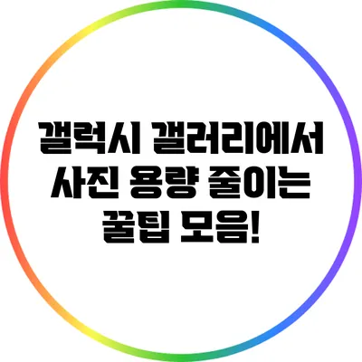 갤럭시 갤러리에서 사진 용량 줄이는 꿀팁 모음!