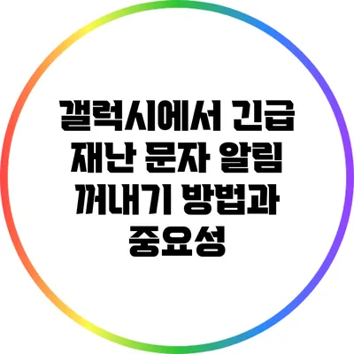 갤럭시에서 긴급 재난 문자 알림 꺼내기: 방법과 중요성