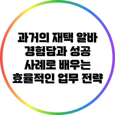 과거의 재택 알바 경험담과 성공 사례로 배우는 효율적인 업무 전략