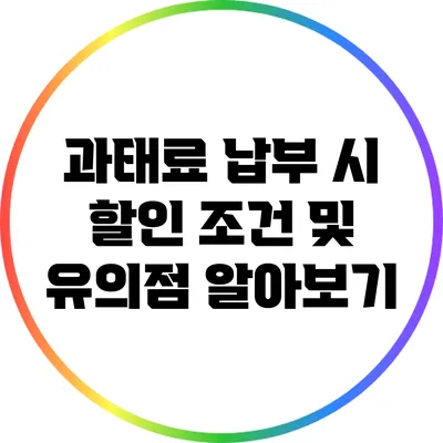 과태료 납부 시 할인 조건 및 유의점 알아보기