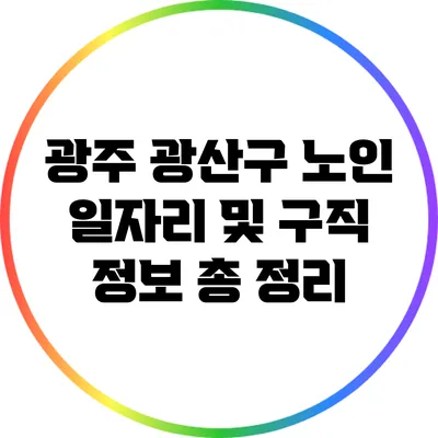 광주 광산구 노인 일자리 및 구직 정보 총 정리