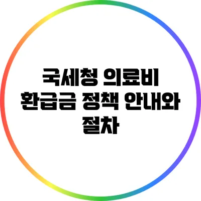 국세청 의료비 환급금 정책 안내와 절차