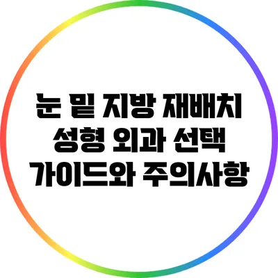 눈 밑 지방 재배치: 성형 외과 선택 가이드와 주의사항