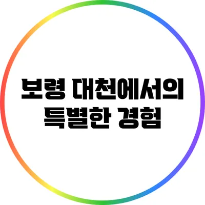 보령 대천에서의 특별한 경험