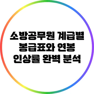 소방공무원 계급별 봉급표와 연봉 인상률 완벽 분석