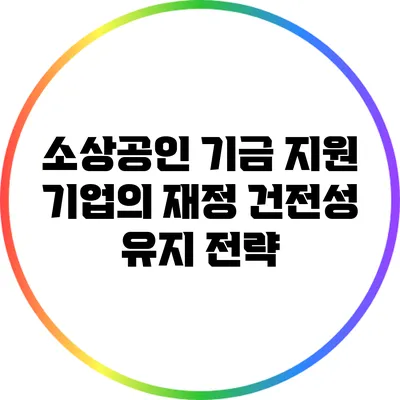 소상공인 기금 지원 기업의 재정 건전성 유지 전략