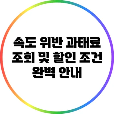 속도 위반 과태료 조회 및 할인 조건 완벽 안내