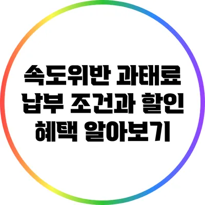 속도위반 과태료 납부 조건과 할인 혜택 알아보기