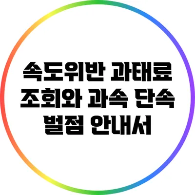 속도위반 과태료 조회와 과속 단속 벌점 안내서