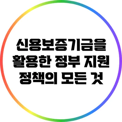 신용보증기금을 활용한 정부 지원 정책의 모든 것