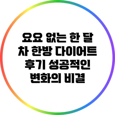 요요 없는 한 달 차 한방 다이어트 후기: 성공적인 변화의 비결