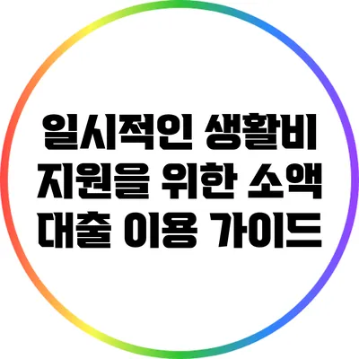 일시적인 생활비 지원을 위한 소액 대출 이용 가이드