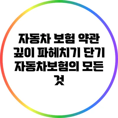 자동차 보험 약관 깊이 파헤치기: 단기 자동차보험의 모든 것