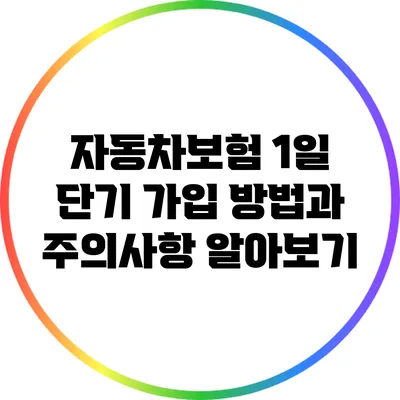자동차보험 1일 단기 가입 방법과 주의사항 알아보기