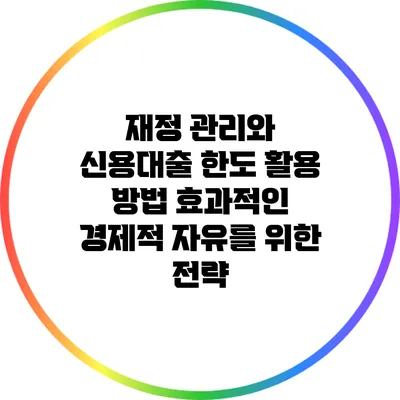재정 관리와 신용대출 한도 활용 방법: 효과적인 경제적 자유를 위한 전략