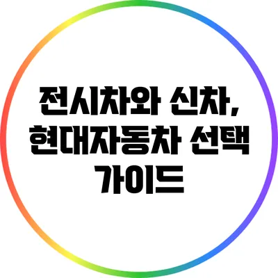 전시차와 신차, 현대자동차 선택 가이드