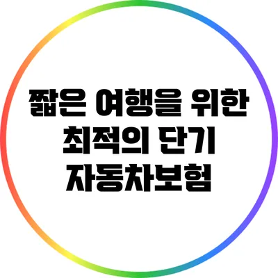 짧은 여행을 위한 최적의 단기 자동차보험