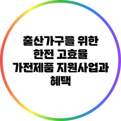 출산가구를 위한 한전 고효율 가전제품 지원사업과 혜택