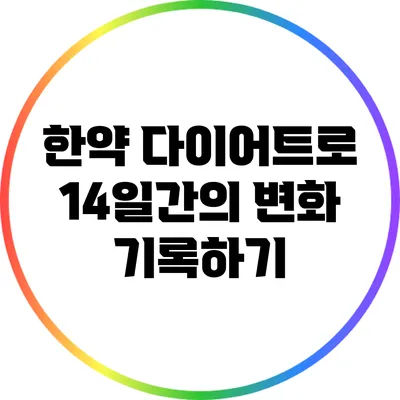 한약 다이어트로 14일간의 변화 기록하기