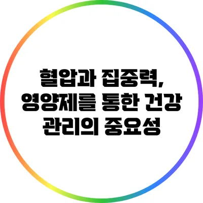 혈압과 집중력, 영양제를 통한 건강 관리의 중요성
