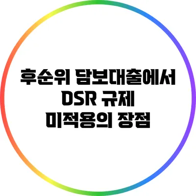 후순위 담보대출에서 DSR 규제 미적용의 장점