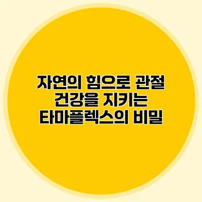 자연의 힘으로 관절 건강을 지키는 타마플렉스의 비밀