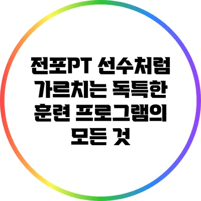 전포PT: 선수처럼 가르치는 독특한 훈련 프로그램의 모든 것
