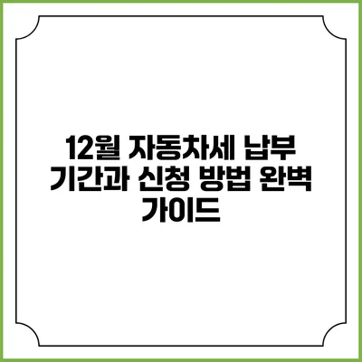 12월 자동차세 납부 기간과 신청 방법 완벽 가이드