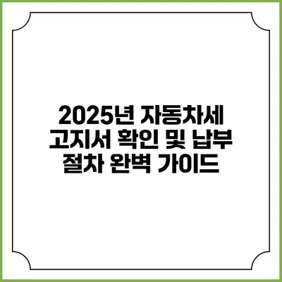 2025년 자동차세 고지서 확인 및 납부 절차 완벽 가이드