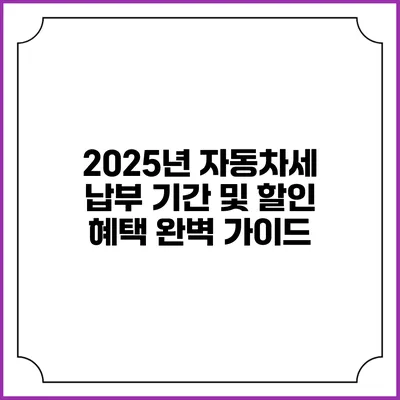 2025년 자동차세 납부 기간 및 할인 혜택 완벽 가이드