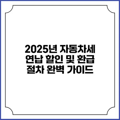 2025년 자동차세 연납 할인 및 환급 절차 완벽 가이드