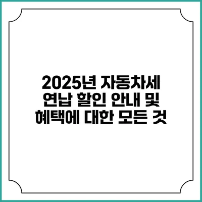 2025년 자동차세 연납 할인 안내 및 혜택에 대한 모든 것