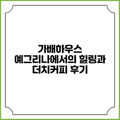 가배하우스 예그리나에서의 힐링과 더치커피 후기