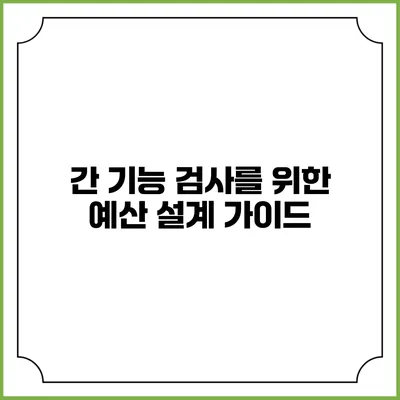 간 기능 검사를 위한 예산 설계 가이드