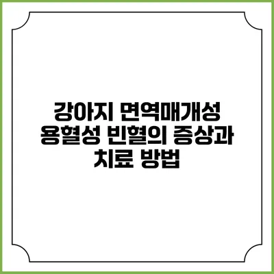 강아지 면역매개성 용혈성 빈혈의 증상과 치료 방법