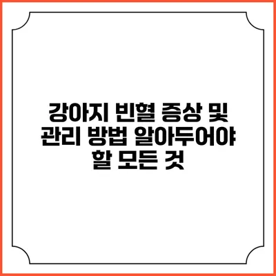 강아지 빈혈 증상 및 관리 방법: 알아두어야 할 모든 것