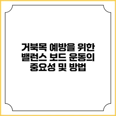거북목 예방을 위한 밸런스 보드 운동의 중요성 및 방법