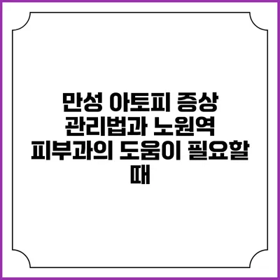 만성 아토피 증상 관리법과 노원역 피부과의 도움이 필요할 때