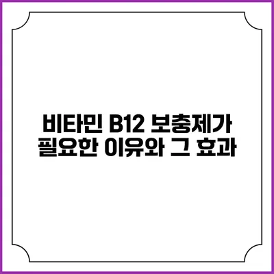 비타민 B12 보충제가 필요한 이유와 그 효과