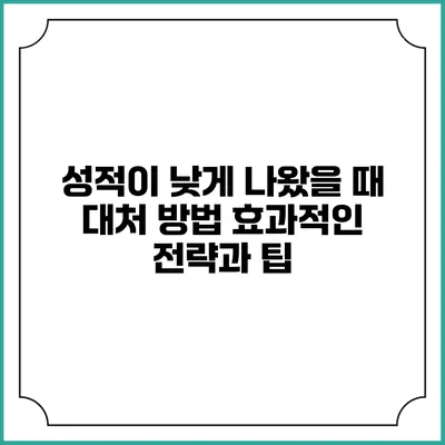 성적이 낮게 나왔을 때 대처 방법: 효과적인 전략과 팁
