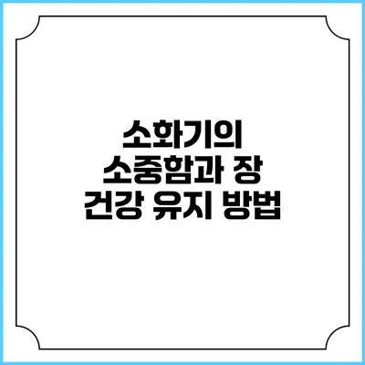소화기의 소중함과 장 건강 유지 방법
