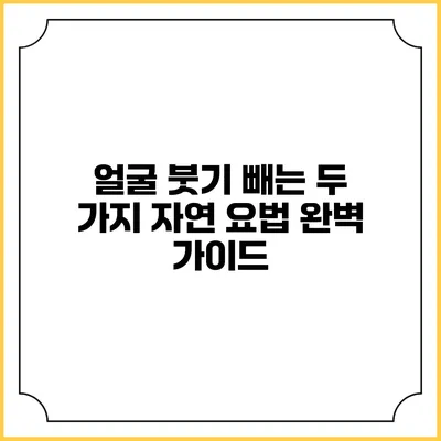 얼굴 붓기 빼는 두 가지 자연 요법 완벽 가이드