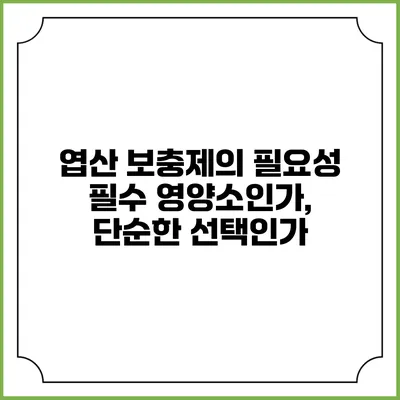 엽산 보충제의 필요성: 필수 영양소인가, 단순한 선택인가?