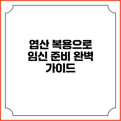 엽산 복용으로 임신 준비 완벽 가이드