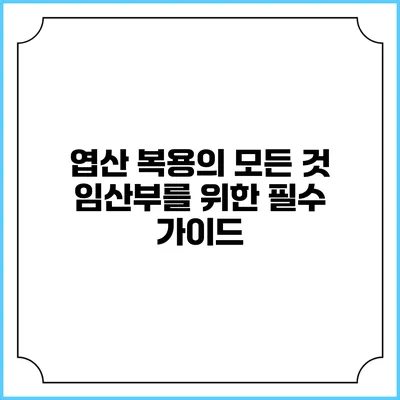 엽산 복용의 모든 것: 임산부를 위한 필수 가이드