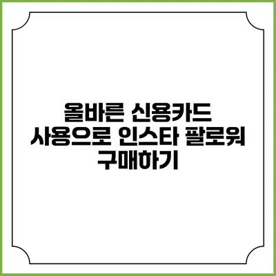 올바른 신용카드 사용으로 인스타 팔로워 구매하기