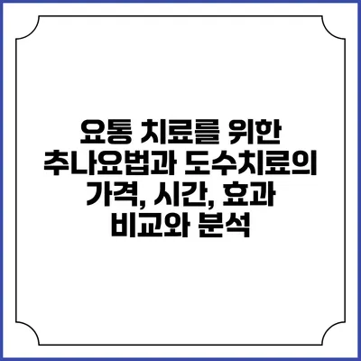 요통 치료를 위한 추나요법과 도수치료의 가격, 시간, 효과 비교와 분석